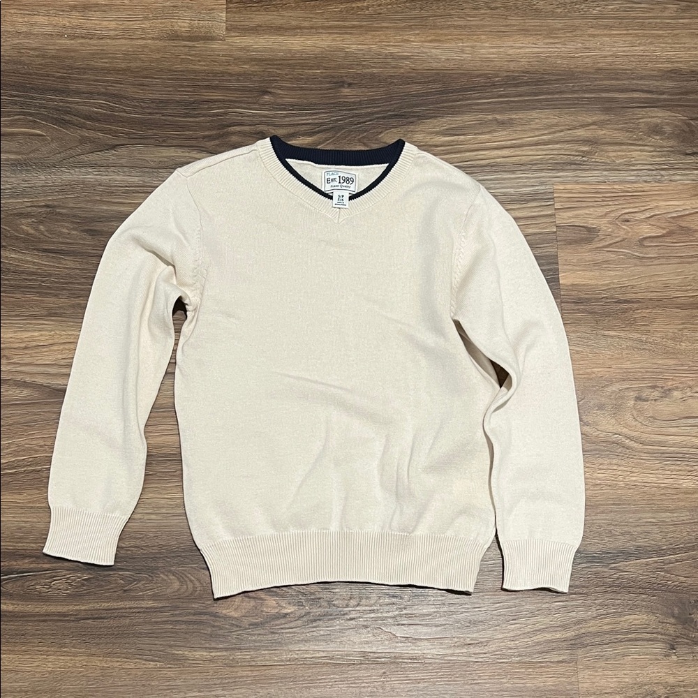The Children's Place Cream V-Neck Kids Sweater